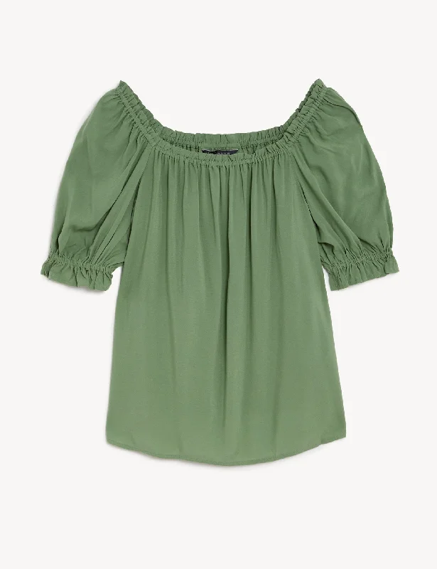 Square Neck Puff Sleeve Top Edgy Women's Punk