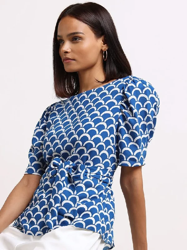 Wardrobe Blue Printed Top Cashmere