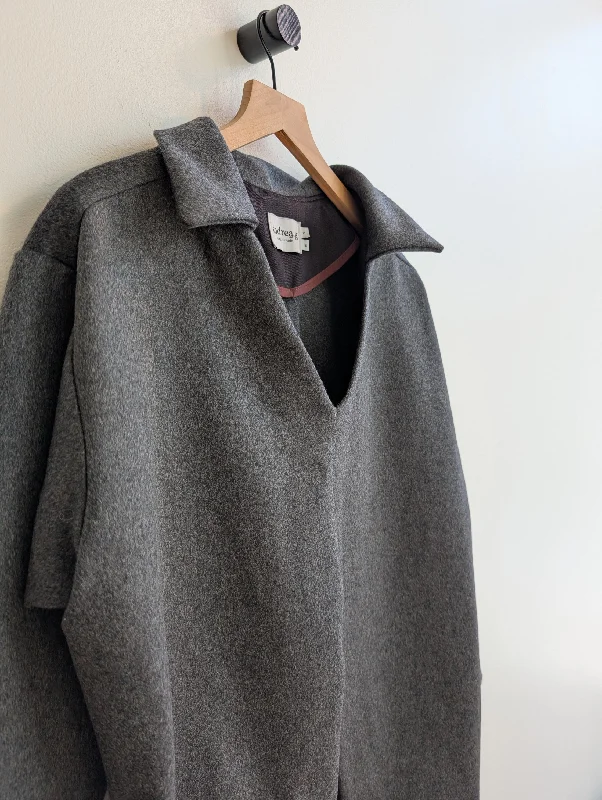 ANDREA.G - Wool shirt charcoal grey Laid - back Women's Style