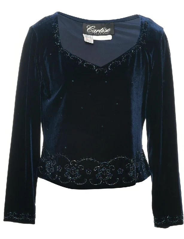 Velvet Fabric Evening Top - L Casual Women's Loose - fitting
