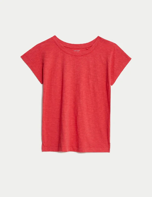 Pure Cotton Everyday Fit Slash Neck T-shirt Geometric