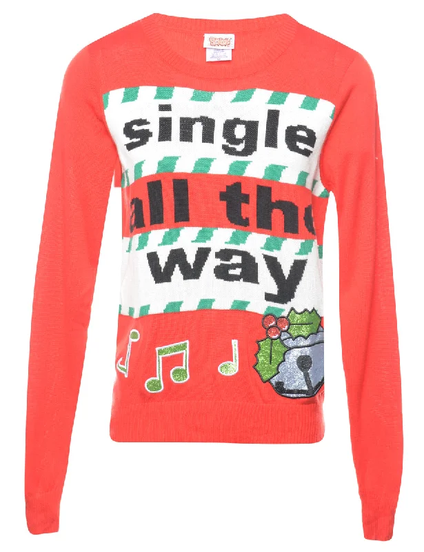 Festive Print Christmas Jumper - M Trendy Women's 