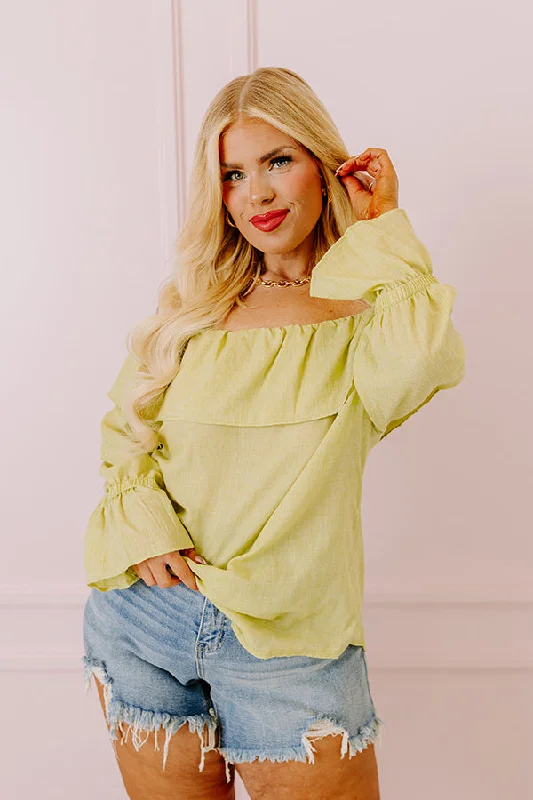 Vacay Honey Off Shoulder Shift Top in Lime Punch Curves Trendy Women's Oversized