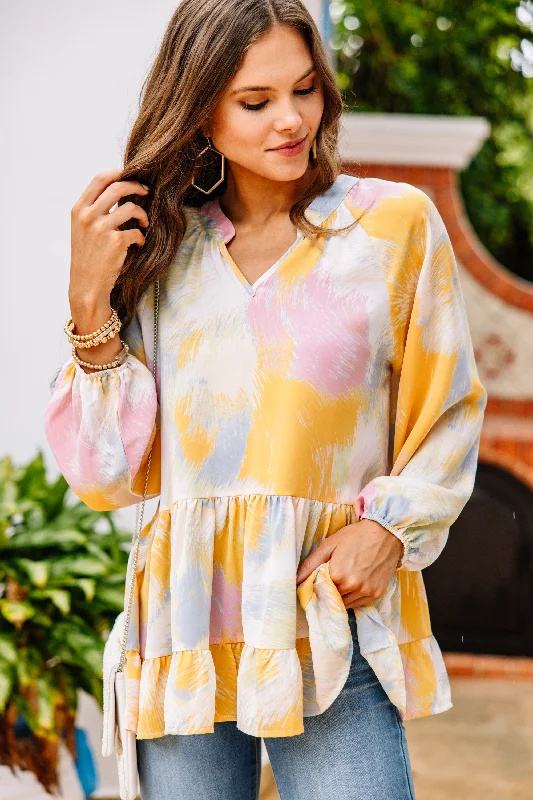 Shining Star Pink Abstract Blouse Stylish Women's Neon