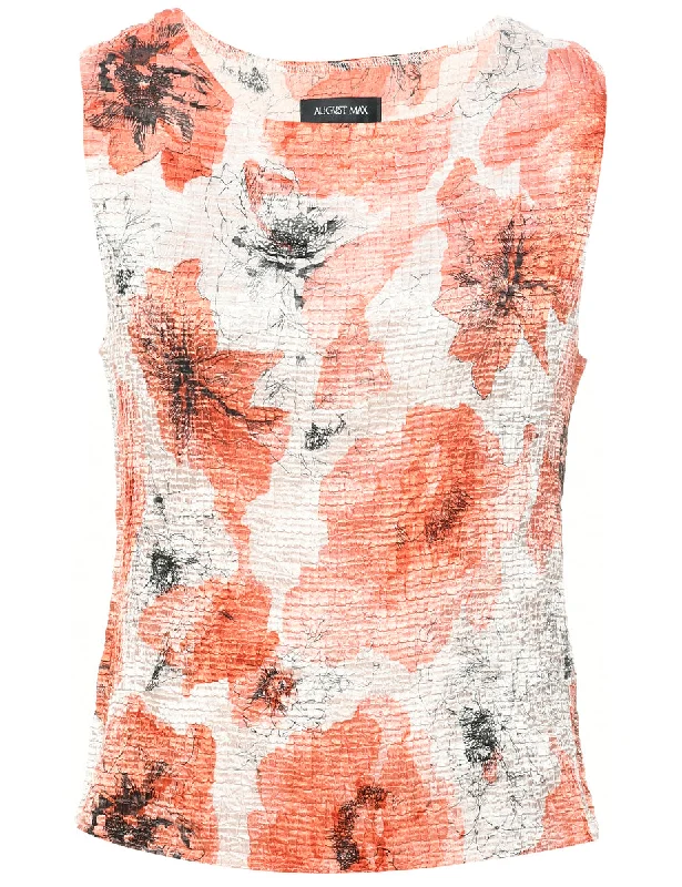 Smocked Floral Print Evening Top - M Bohemian Women's Free