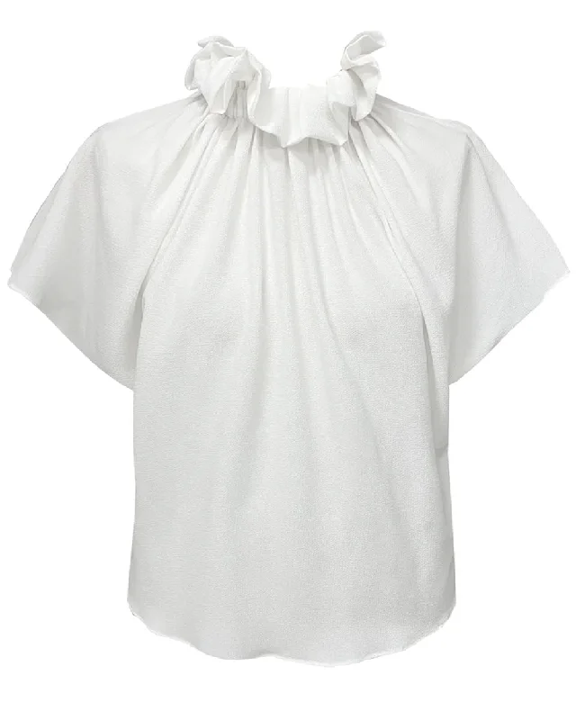 Ivory Georgette Champion Ruff Blouse Cashmere
