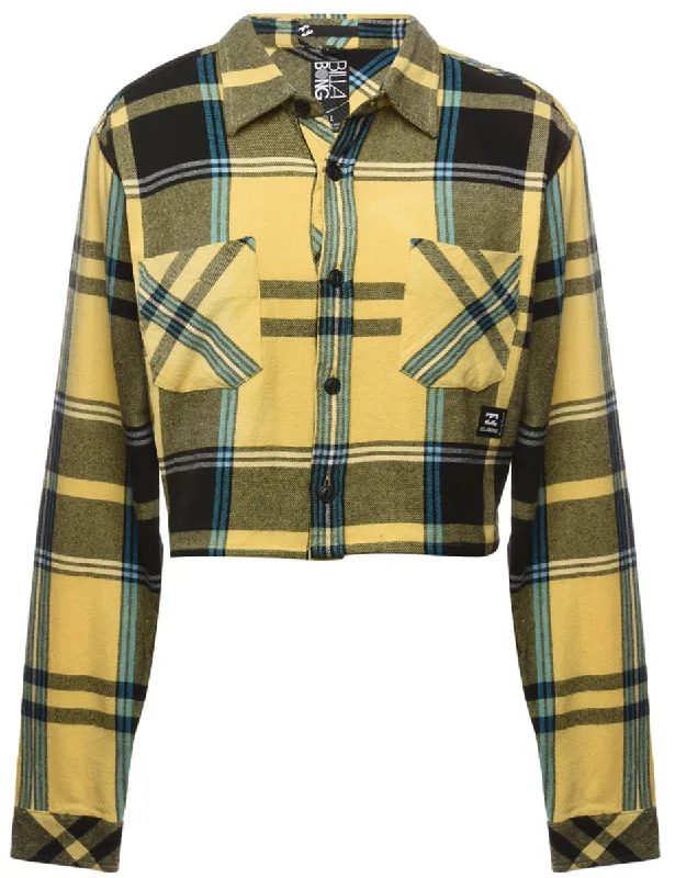 Beyond Retro Reworked Cropped Long Sleeve Flannel Shirt - L Adventure