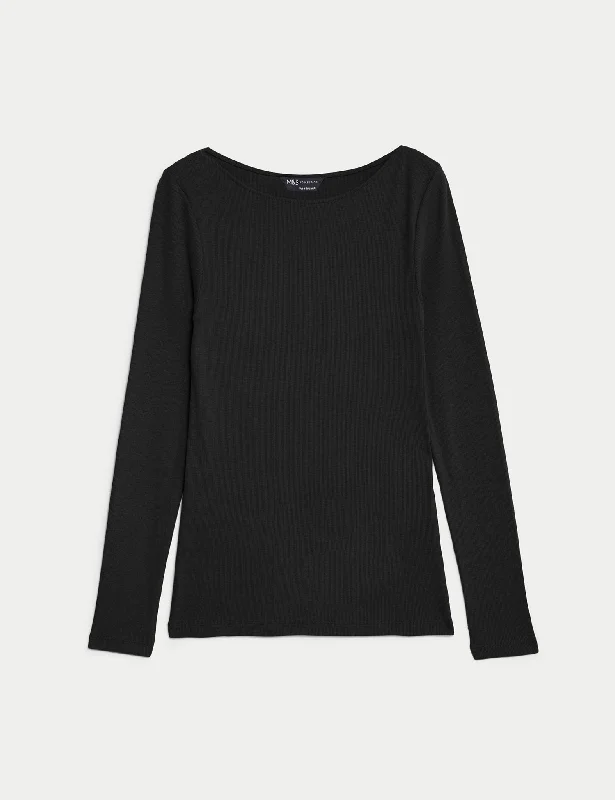 Cotton Rich Ribbed Slim Fit Top Sophisticated Women's Tailored