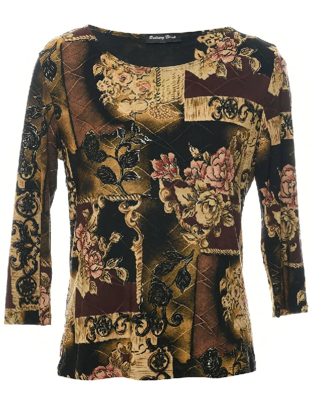 Floral Evening Top - M Unique Women's Upcycled