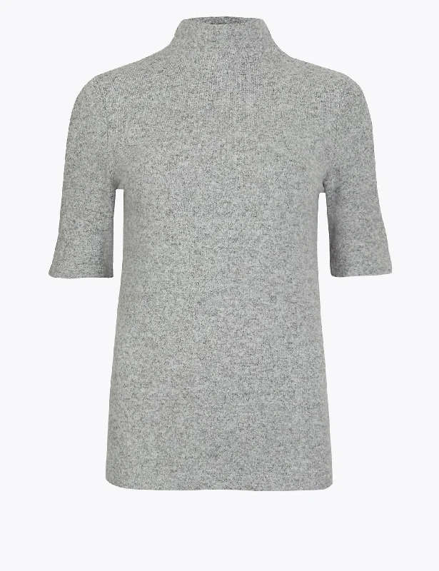 Textured Cosy Short Sleeve Top Relaxed Women's Beachy