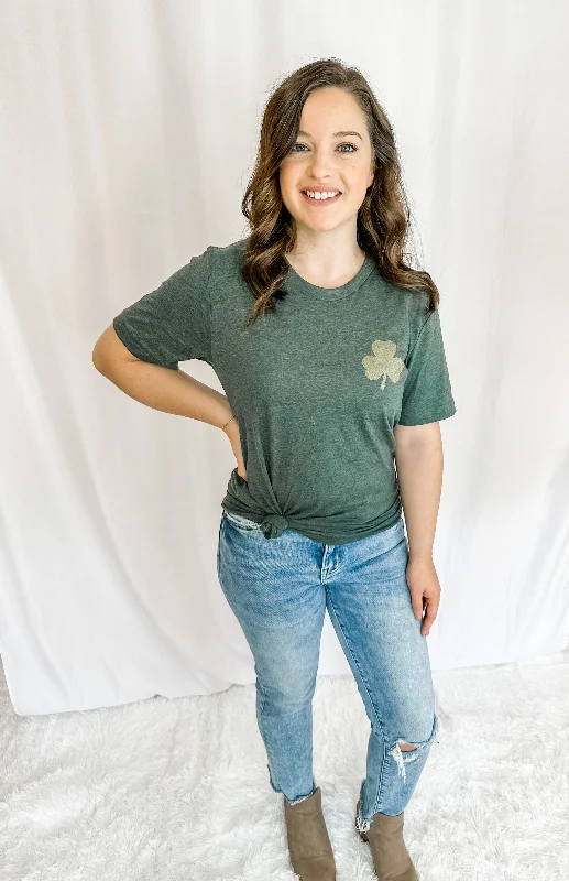 Glitter Shamrock Graphic Tee Contemporary 