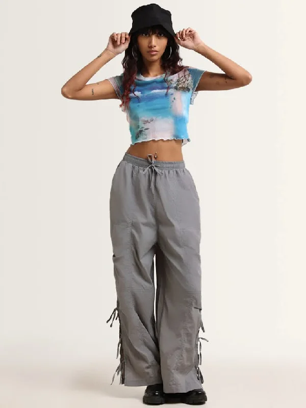 Nuon Multicolor Abstract Printed Crop Top Sleek Women's 