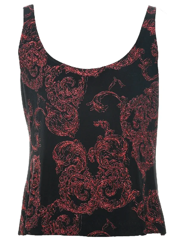 Metallic Finish Evening Top - L Polished Women's Silk