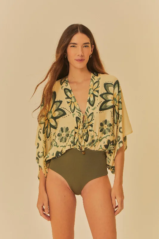 FARM AQUARELA TROPIC BODYSUIT Traditional Women's Wool