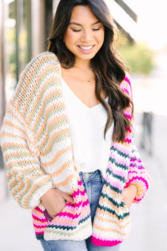 Put It All Together Multicolored Striped Cardigan French