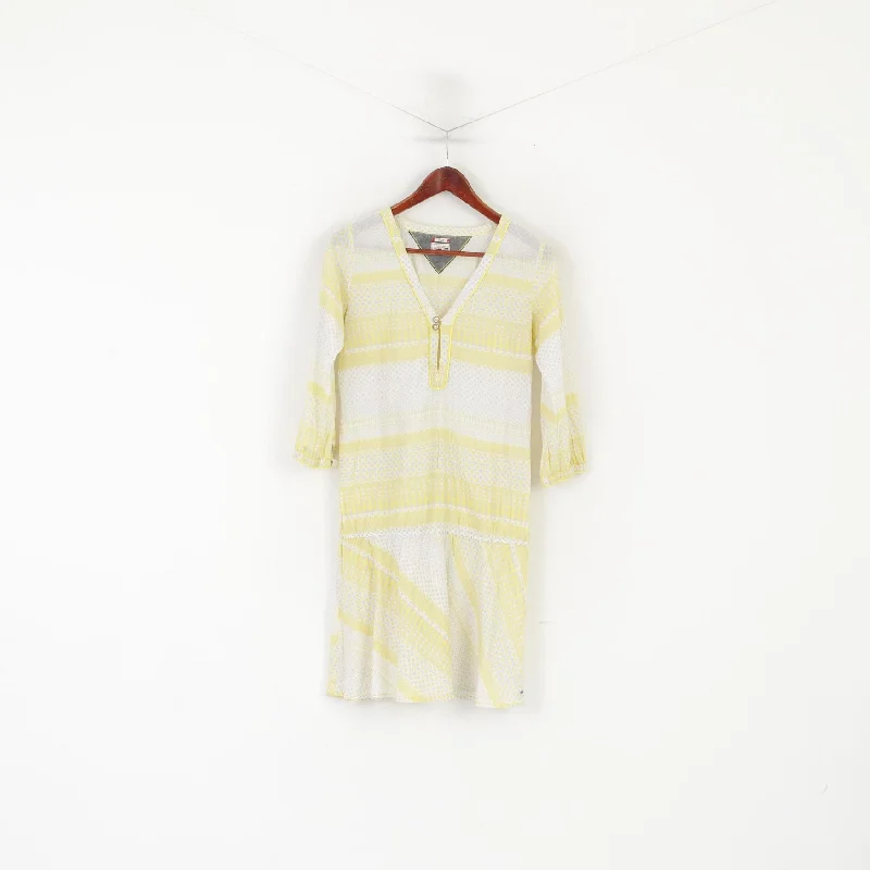Hilfiger Denim Women S Tunic Yellow Cotton Summer Dots Beach V Neck Boho Shirt Sporty Women's Tennis