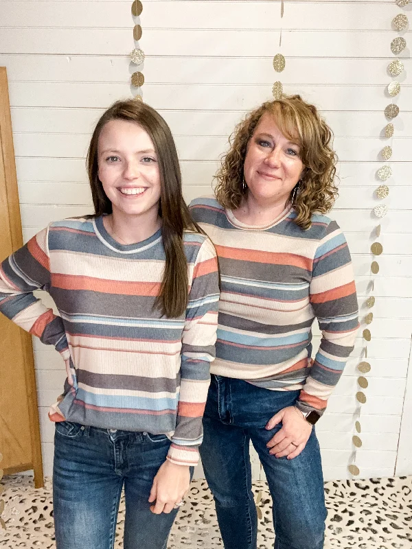 Long Days Ahead Striped Top Traditional Women's 