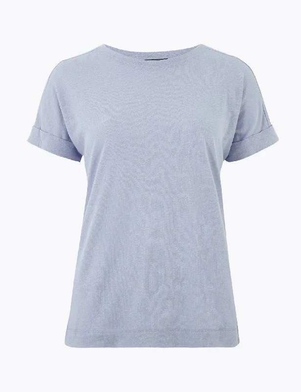 Linen Rich Relaxed Short Sleeve Top Relaxed Women's 