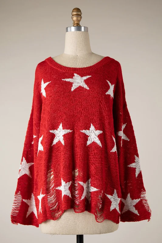 Brave Star Red Sweater Modern Women's 