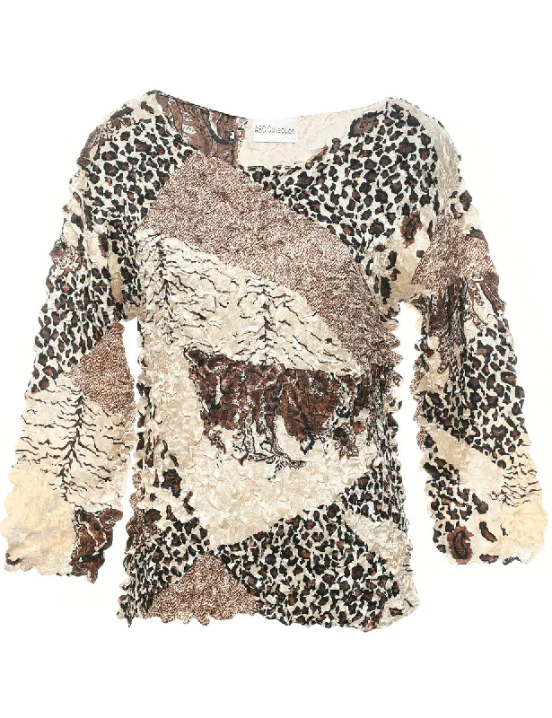 Patchwork Smoked Evening Top - L British Gentlewoman Style