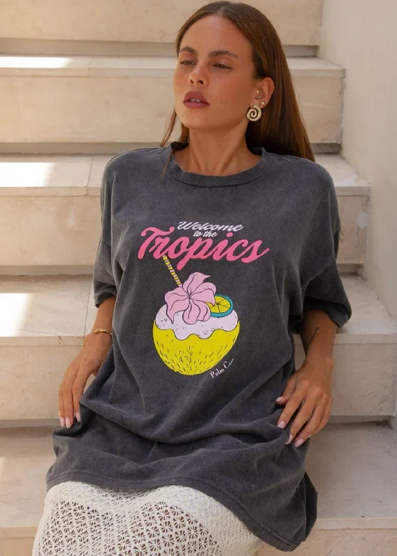 Tropics Graphic Tee Dapper Women's Bow - adorned