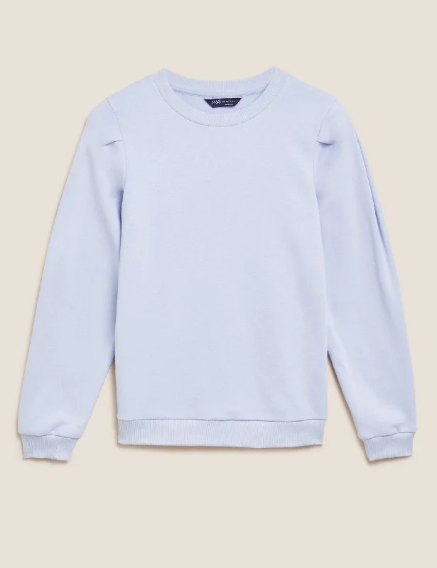 Cotton Rich Crew Neck Sweatshirt Traditional Women's 