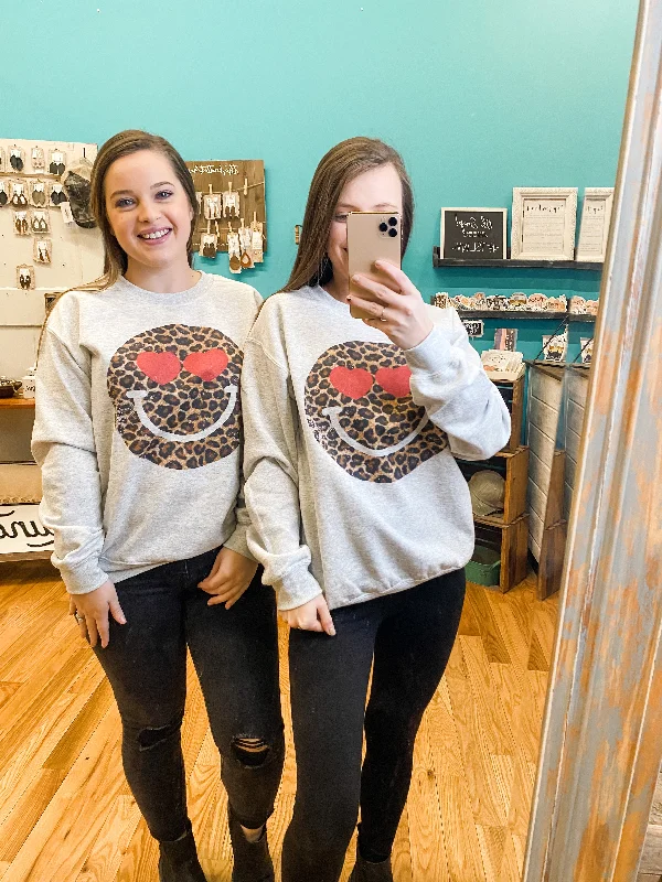 Leopard Happy Face Pullover Earthy Women's Hemp - based