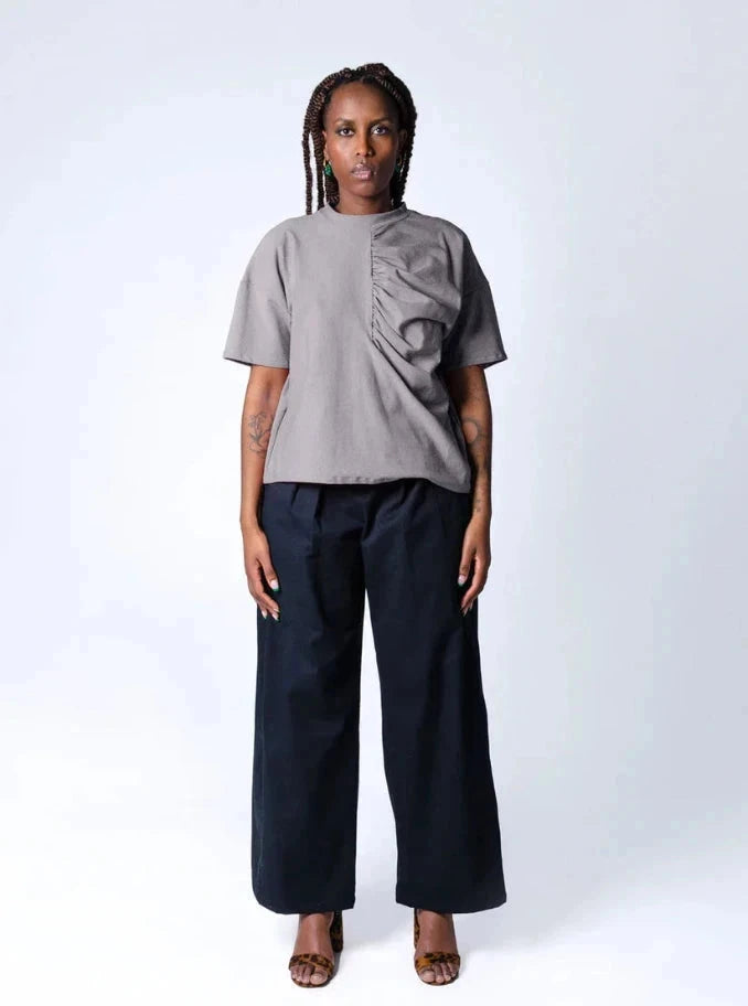 ANDREA.G - Astrid Oversized T-shirt grey heather Elegant Women's Formal 