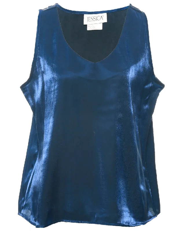 Navy Evening Top - L Monochromatic Office Style