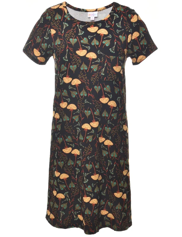 Leafy Print Dress - M Cool Women's Distressed