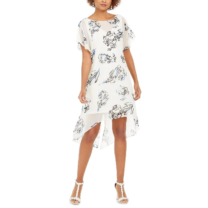 Adrianna Papell Women's Chiffon-Overlay Dress White Size Extra Large Dapper Women's Bow - adorned