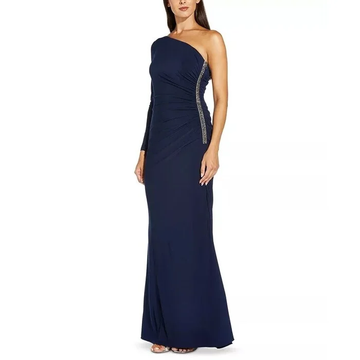 Adrianna Papell Women's Embellished One Shoulder Gown Navy Size 12 Artistic Women's Avant - Adrianna Papell Women's Embellished One Shoulder Gown Navy Size 12 Artistic Women's Avant -