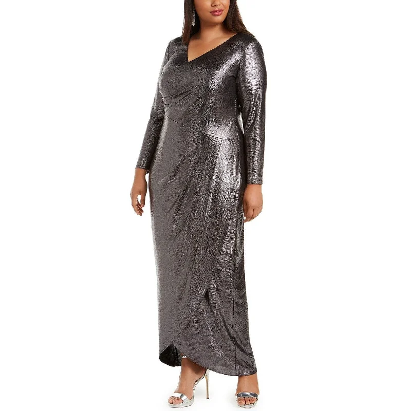 Adrianna Women's Plus Size Foiled Jersey Wrap Dress Black Size 16 Casual Women's Japanese Adrianna Women's Plus Size Foiled Jersey Wrap Dress Black Size 16 Casual Women's Japanese