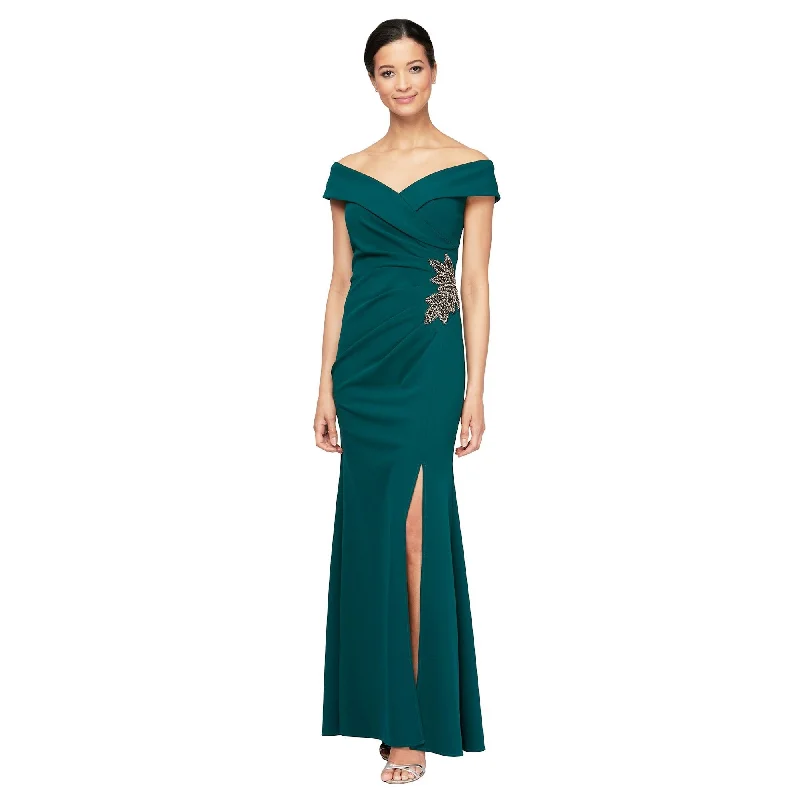 Alex Evenings Women's Off The Shoulder Gown Green Size 16 Minimalist Women's Casual