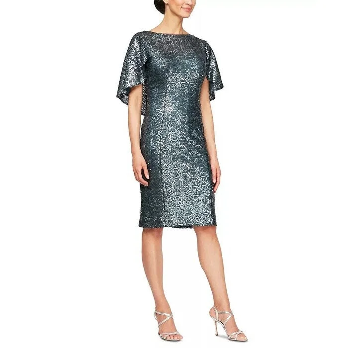 Alex Evenings Women's Sequin Capelet Sheath Dress Green Size 8 Dynamic Women's High - energy Alex Evenings Women's Sequin Capelet Sheath Dress Green Size 8 Dynamic Women's High - energy