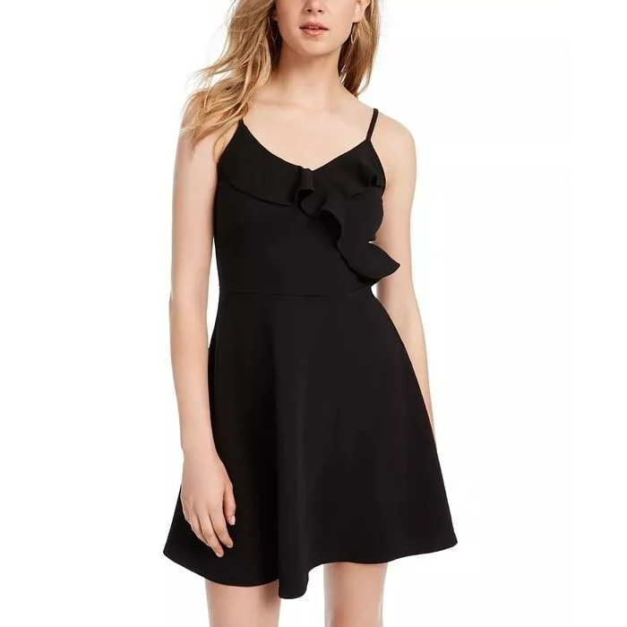 Almost Famous Junior's Surplice Skater Dress Black Size Small Artistic Women's Avant - Almost Famous Junior's Surplice Skater Dress Black Size Small Artistic Women's Avant -