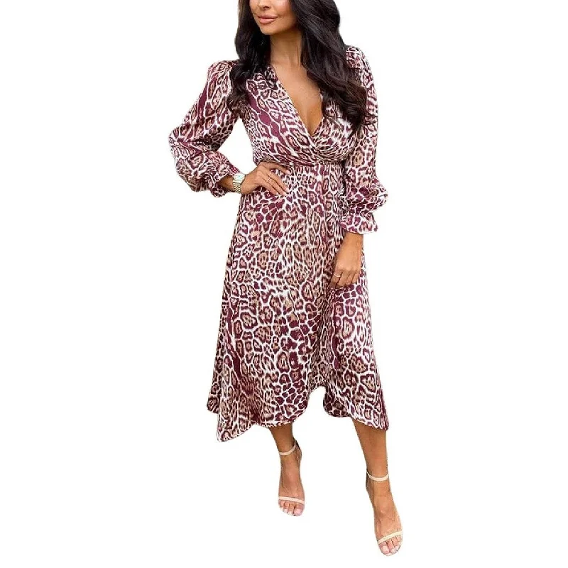 Ax Paris Women's Printed Wrap Midi Dress Purple Size 13 Dynamic Women's Moto