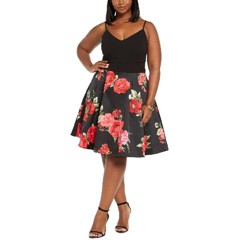 B Darlin Women's Trendy Plus Size Floral Mesh Dress Black/Red Size 14 Trendy Women's B Darlin Women's Trendy Plus Size Floral Mesh Dress Black/Red Size 14 Trendy Women's
