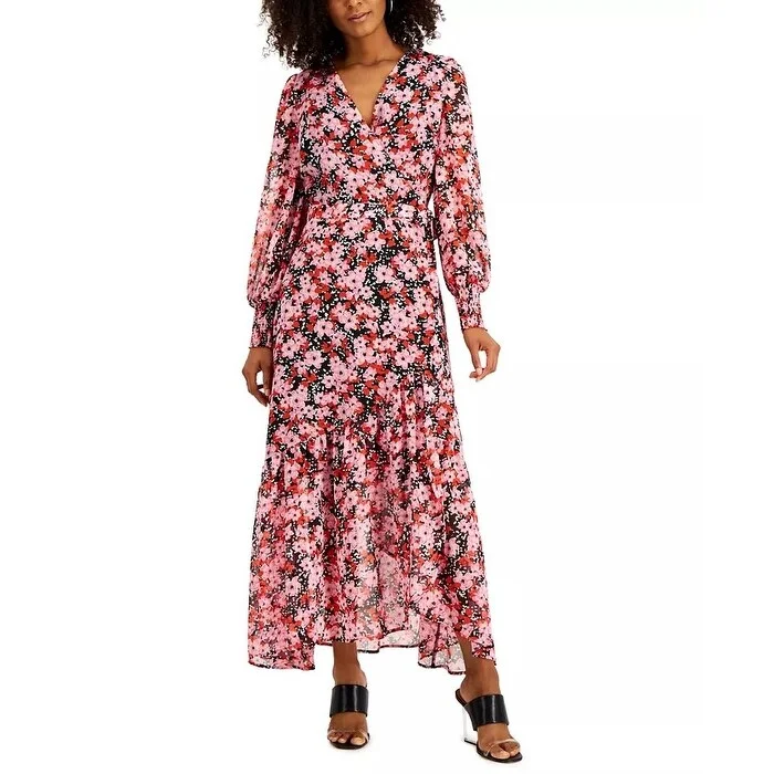 Bar III Women's Floral Print Wrap Dress Pink Size XX-Large Minimalist Women's Casual Bar III Women's Floral Print Wrap Dress Pink Size XX-Large Minimalist Women's Casual