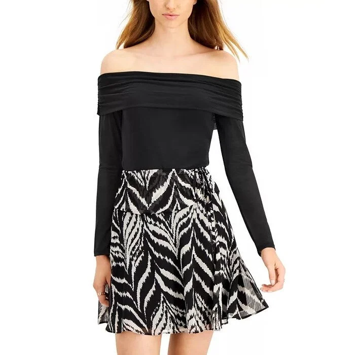 Bar III Women's Off-The-Shoulder Bodysuit Black Size Small Preppy Women's College