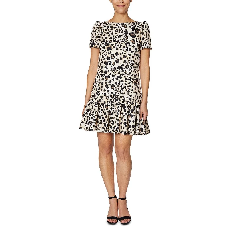 Betsey Johnson Women's Scuba Ruffle-Hem Dress Brown Size 16 Preppy Women's College