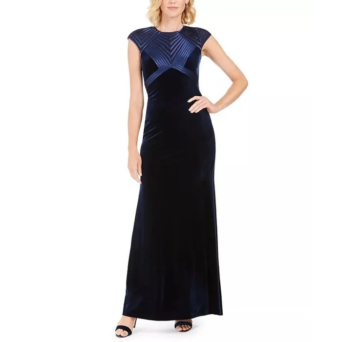 Betsy & Adam Women's Bandage & Velvet Gown Navy Size 14 Women