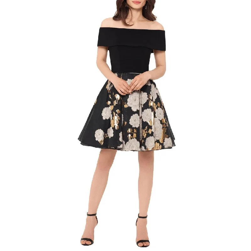 Betsy & Adam Women's Off The Shoulder Organza Dress Black Size 14 Dapper Women's 1920S Betsy & Adam Women's Off The Shoulder Organza Dress Black Size 14 Dapper Women's 1920S
