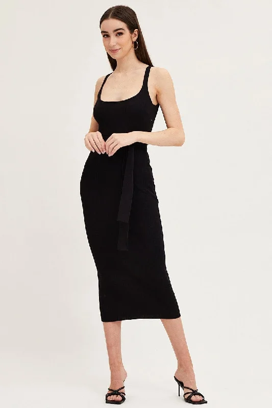 Black Knit Dress Evening Bodycon Business