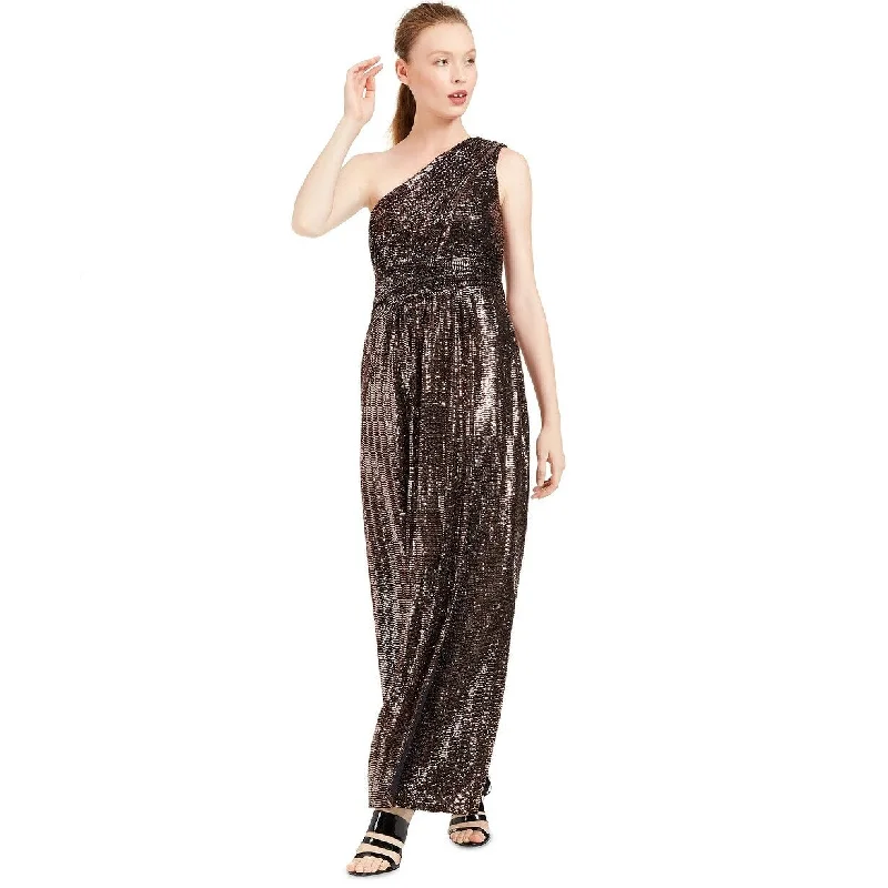 Calvin Klein Women's One-Shoulder Metallic Gown Black Size 12 Sporty Women's Tennis