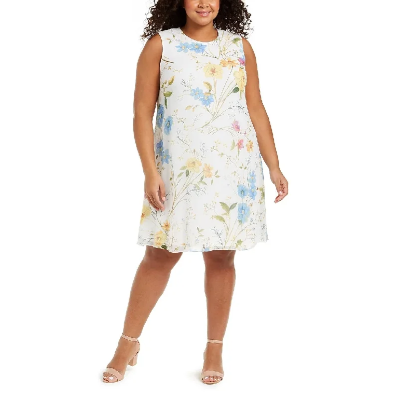Calvin Klein Women's Plus Floral Print Shift Dress Yellow Size 18W Unique Women's Upcycled Calvin Klein Women's Plus Floral Print Shift Dress Yellow Size 18W Unique Women's Upcycled