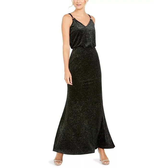 Calvin Klein Women's Shimmer Velvet Blouson Gown Gray Size 4 Women