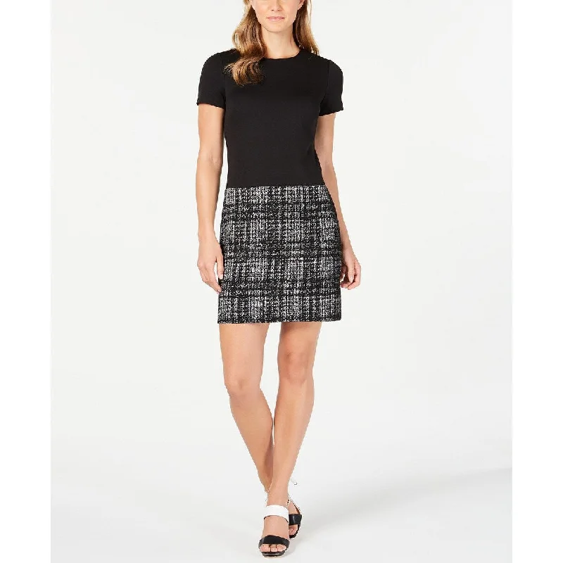 Calvin Klein Women's Solid & Plaid Shift Dress Black Size 10 Rugged Women's Outdoor 