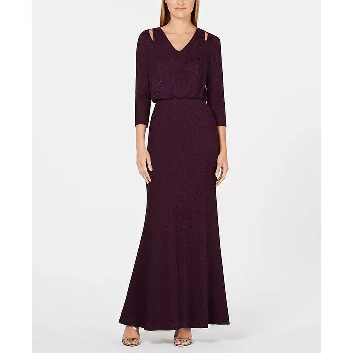 Calvin Klein Women's Split-Shoulder Gown Purple Size 10 Stylish Women's Tropical 