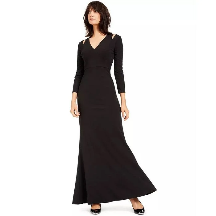 Calvin Klein Women's Split-Shoulder Gown Purple Size 14 Sophisticated Women's 